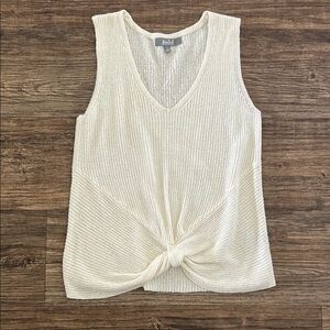 Marled by Reunited Cream Knit Knot/Twist Front Tank Top